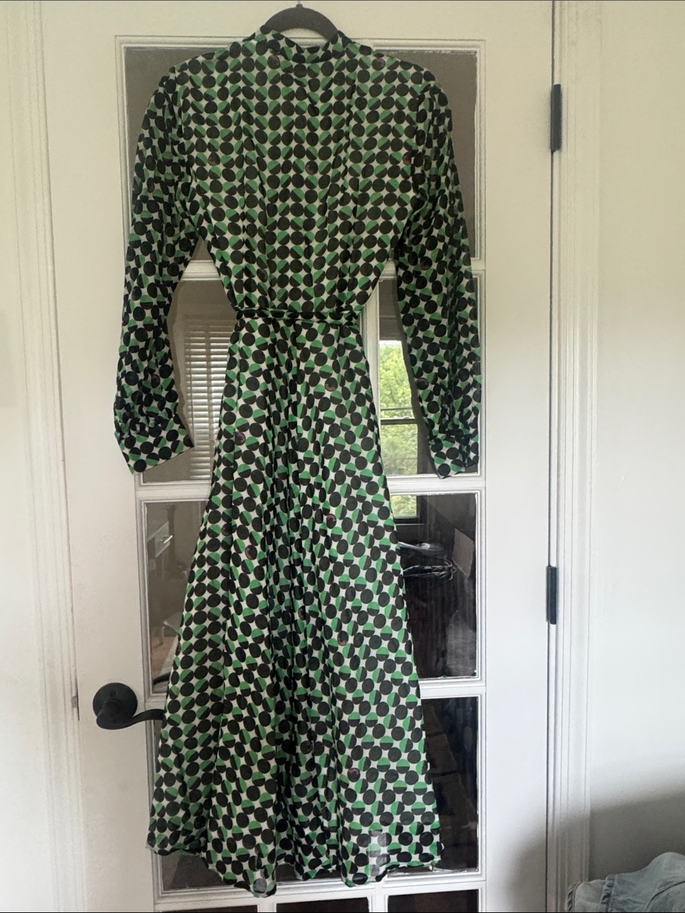MARELLA Green and Black Geometric Midi Wrap Dress - Picture 4 of 5